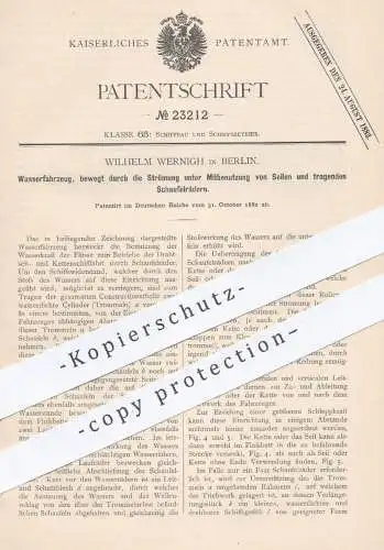 original Patent - Wilhelm Wernigh , Berlin 1882 , Wasserfahrzeug | Schaufelrad , Schiff , Boot , Schiffbau , Wasserkraft