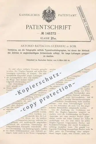 original Patent - Antonio Battaglia Guerrieri , Rom , Italien , 1901 , Telegraphie per Typendrucktelegraphen | Telegraph