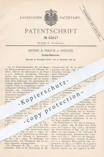 original Patent - Heynen & Pekrun , Dresden 1887 , Drahtheftmaschine | Draht - Heftmaschine | Buchbinder , Buch , Bücher