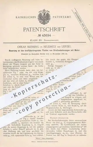 original Patent - Oskar Blessing , Leipzig / Reudnitz , 1887 , Straßenbahn mit Motor | Motoren , Eisenbahn , Eisenbahnen