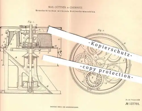 original Patent - Max Güttner , Chemnitz , 1901 , Schleudermaschine | Schleuder | Zucker , Salz , Zuckerfabrik