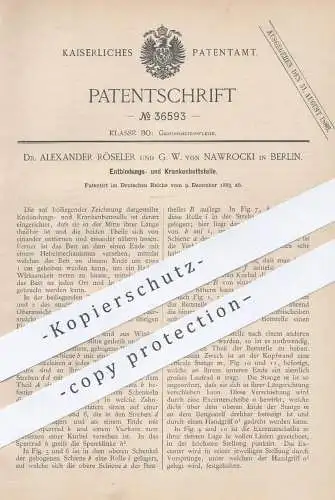 original Patent - Dr. Alexander Röseler , G. W. v. Nawrocki , Berlin , 1885 , Krankenbett | Medizin , Arzt , Krankenhaus