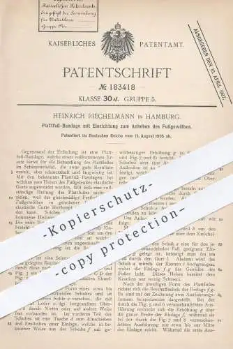 original Patent - Heinrich Riechelmann , Hamburg , 1905 , Plattfuß - Bandage | Fuß , Bein , Arzt , Chirurg , Orthopäde !