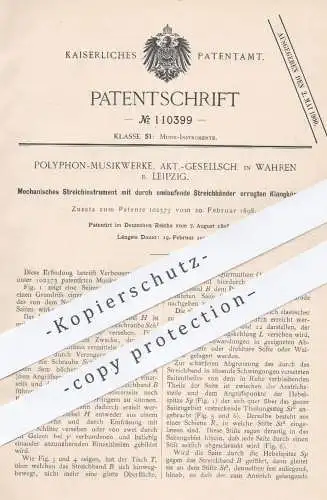 original Patent - Polyphon Musikwerke AG , Leipzig / Wahren , 1898 , Mechan. Streichinstrument | Musikinstrument , Musik