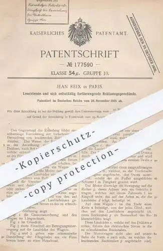 original Patent - Jean Reix , Paris , 1905 , Leuchtreklame | bewegende Reklame | Werbung mit Licht , Motor !!!