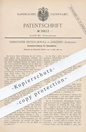 original Patent - Christoffer Retzius Ekwall , Linköping , Schweden , 1885 , Semaphoren | Semaphor , Eisenbahn !!