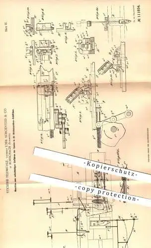 original Patent - Stickerei Feldmühle | Loeb , Schoenfeld & Co. , Rohrschach , Schweiz , 1898 , Spulen der Stickmaschine