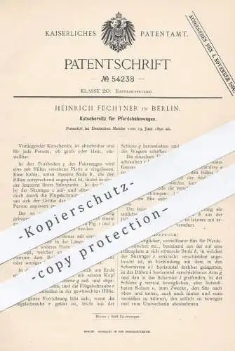 original Patent - Heinrich Fechtner , Berlin , 1890 , Kutschersitz für Pferdewagen | Pferdekutsche , Kutsche , Pferde !