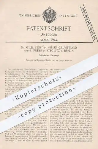 original Patent - Dr. Wilh. Seibt , Berlin / Grunewald | R. Fuess , Berlin / Steglitz , 1900 , elektrischer Fernpegel !!