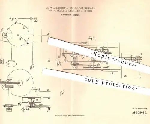 original Patent - Dr. Wilh. Seibt , Berlin / Grunewald | R. Fuess , Berlin / Steglitz , 1900 , elektrischer Fernpegel !!