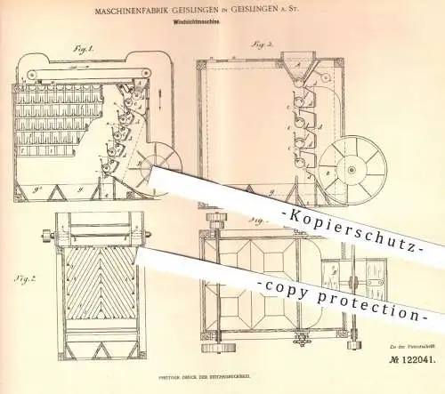 original Patent - Maschinenfabrik Geislingen , 1900 , Windsichtmaschine | Sichtmaschine | Mühle , Mühlen , Müller !!!