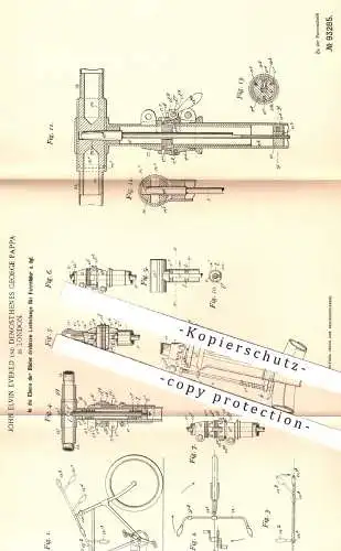 original Patent - John Elvin Evered u. Demosthenes George Pappa , London , 1896 , Lenkstange für Fahrrad | Lenkung !!