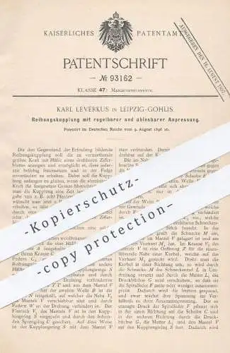 original Patent - Karl Leverkus , Leipzig / Gohlis , 1896 , Reibungskupplung | Kupplung , Motor , Motoren , Eisenbahn