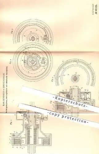 original Patent - Karl Leverkus , Leipzig / Gohlis , 1896 , Reibungskupplung | Kupplung , Motor , Motoren , Eisenbahn