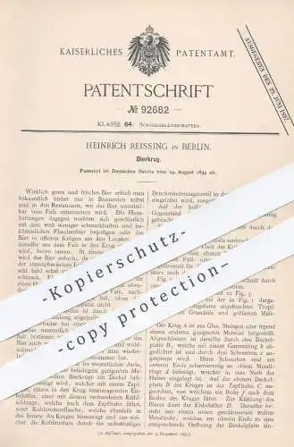 original Patent - Heinrich Reissing in Berlin , 1894 , Bierkrug | Krug für Bier | Glas , Flasche , Bierfass , Brauerei