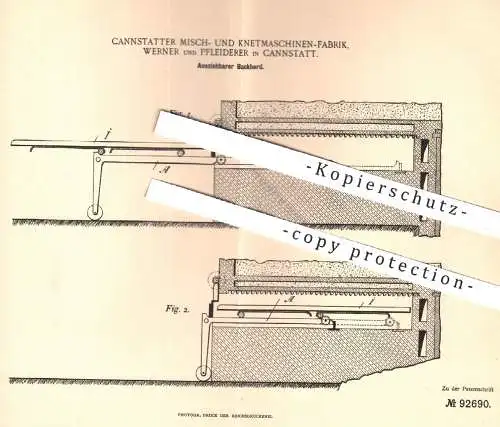 original Patent - Misch- u. Knetmaschinen Fabrik Werner & Pfleiderer , Cannstatt , 1894 , Backherd | Herd , Bäcker !!