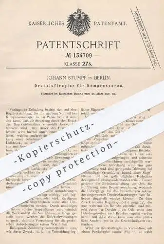 original Patent - Johann Stumpf , Berlin , 1901 , Druckluftregler für Kompressor | Druckluft - Regler , Motor , Motoren