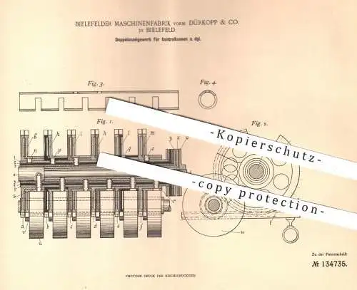 original Patent - Maschinenfabrik Bielefeld vorm. Dürkopp & Co. , 1900 , Anzeigewerk für Kontrollkasse | Kasse , Kassen