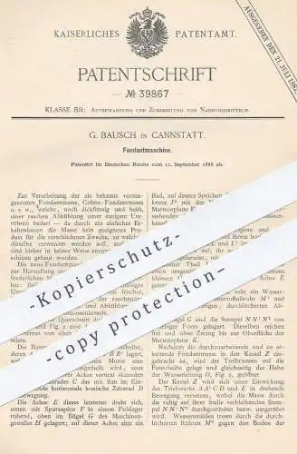 original Patent - G. Bausch , Cannstatt , 1886 , Fondantmaschine | Fondant , Zucker , Creme , Lebensmittel , Bäcker !!