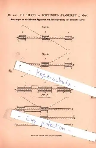 original Patent - Dr. phil. Th. Bruger in Bockenheim-Frankfurt a. Main , 1885 , Elektrische Apparate !!!