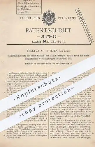 original Patent - Ernst Storp , Essen 1904 , Schornsteinaufsatz | Schornstein , Schornsteinfeger , Heizung , Ofen , Esse