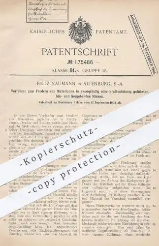 original Patent - Fritz Naumann , Altenburg , 1903 , Fördern von Material in Rinnen | Förderung , Förderband , Bergbau !