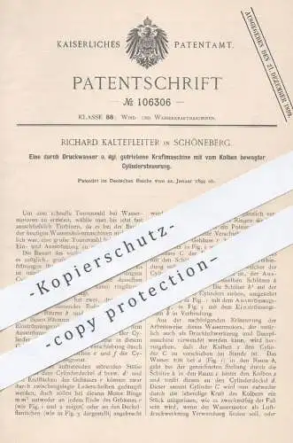 original Patent - Richard Kaltefleiter , Schöneberg , 1899 , durch Druckwasser getriebene Kraftmaschine | Motor !!