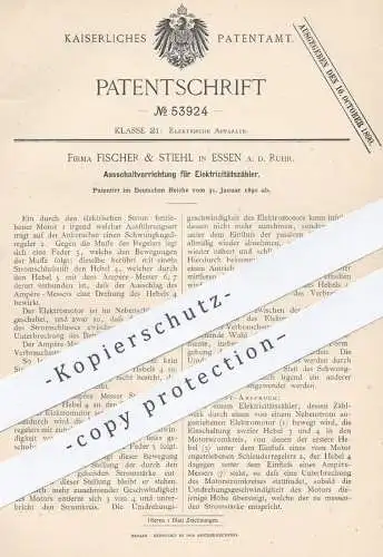 original Patent - Fischer & Stiehl , Essen , 1890 , Ausschaltvorrichtung für Elektrizitätszähler | Strom , Schalter !!