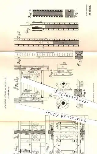 original Patent - Adalbert Hübner , Halle , 1885 , Fangvorrichtung  für Förderanlagen | Bergbau , Bergwerk | Aufzug !!