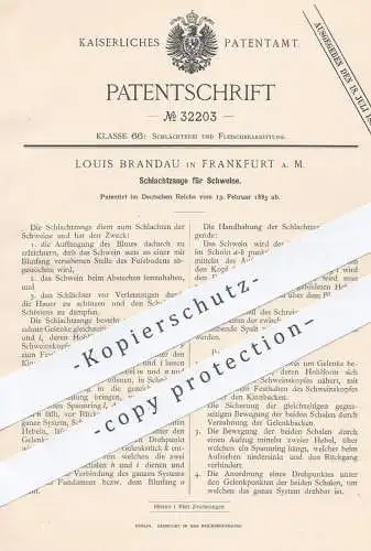 original Patent - Louis Brandau , Frankfurt / Main , 1885 , Schlachtzange für Schweine | Zange | Schlachter , Fleischer