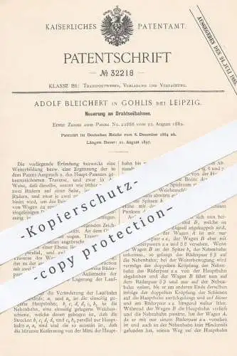 original Patent - Adolf Bleichert , Leipzig / Gohlis , 1884 , Drahtseilbahn , Drahtseilbahnen | Seilbahn | Traverse !!