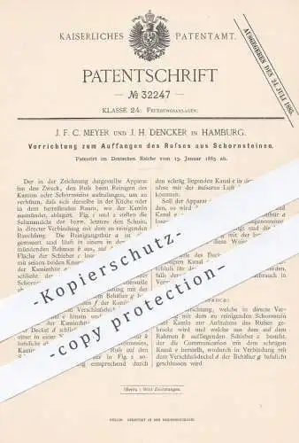 original Patent - J. F. C. Meyer u. J. H. Dencker , Hamburg , 1885 , Ruß aus Schornstein auffangen | Schornsteinfeger !!