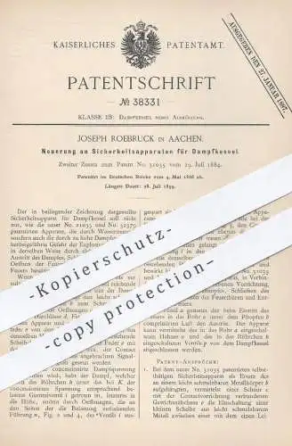 original Patent - Joseph Roebruck , Aachen , 1886 , Sicherheitsapparat für Dampfkessel | Kessel , Dampfmaschine !!