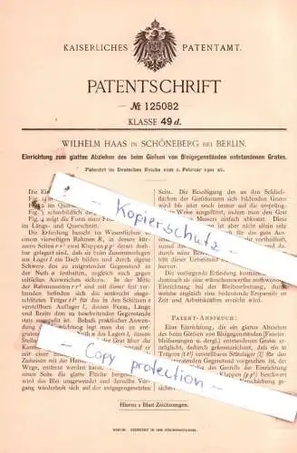 original Patent - Wilhelm Haas in Schöneberg bei Berlin , 1901 , Gießen von Bleigegenständen !!!