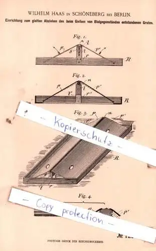 original Patent - Wilhelm Haas in Schöneberg bei Berlin , 1901 , Gießen von Bleigegenständen !!!