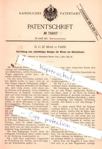 original Patent - D. C. Le Bras in Paris , 1893 , Eisenbahnbetrieb !!!