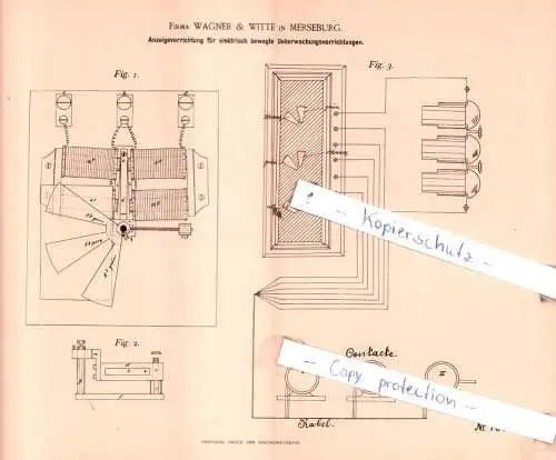 original Patent - Firma Wagner & Witte in Merseburg , 1892 , Eisenbahnbetrieb !!!