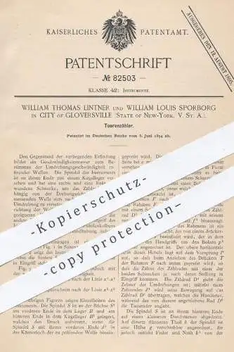 original Patent - William Th. Lintner , William L. Sporborg , City of Gloversville , New York USA , 1894 , Tourenzähler