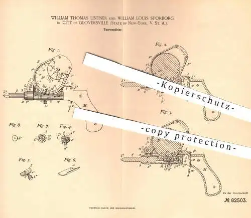 original Patent - William Th. Lintner , William L. Sporborg , City of Gloversville , New York USA , 1894 , Tourenzähler