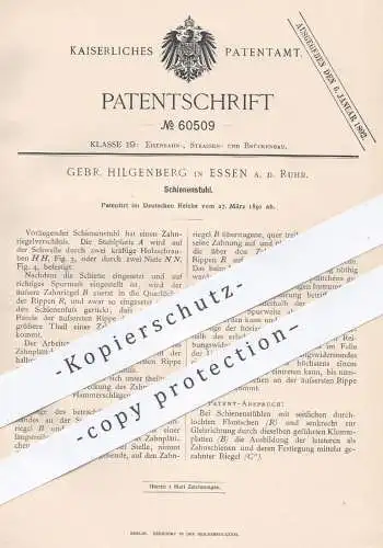 original Patent - Hilgenberg , Essen / Ruhr , 1891 , Schienenstuhl | Eisenbahn - Schienen | Eisenbahnen , Straßenbahn !!