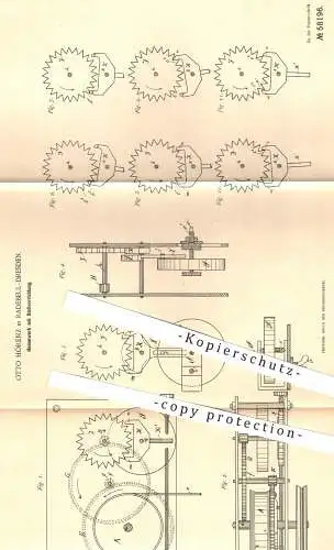 original Patent - Otto Hörenz , Radebeul / Dresden , 1890 , Hemmwerk mit Stellvorrichtung | Uhr , Uhren , Uhrmacher !!