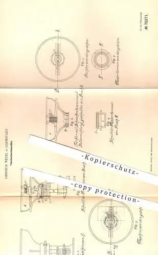 original Patent - Heinrich Wedel in Darmstadt , 1893 , Fleischschneidemaschine | Schneidemaschine für Fleisch , Wurst !!