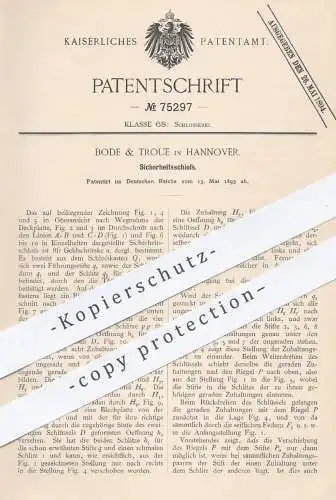 original Patent - Bode & Troue in Hannover , 1893 , Sicherheitsschloss | Schloss , Türschloss , Tür , Schlosser !!!