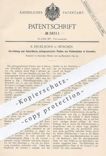 original Patent - R. Engelhorn , München , 1890 , photographischer Platten in Kassetten | Fotograf , Fotokamera , Kamera