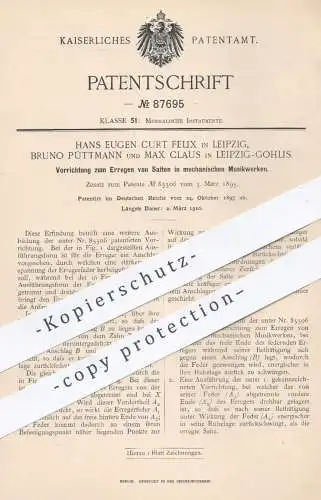 original Patent - Hans Eugen Curt Felix , Leipzig , 1895 , Erregen von Saiten im mechan. Musikwerk | Musikinstrument !!