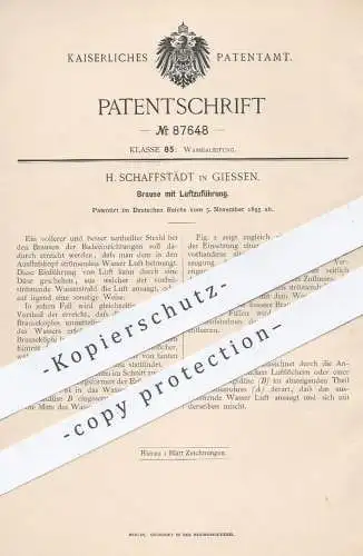 original Patent - H. Schaffstädt , Giessen , 1895 , Brause mit Luftzuführung | Dusche , Badewanne , Sanitär , Klempner