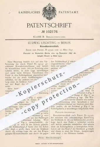 original Patent - L. Uechting , Berlin , 1897 , Krawattenverschluss | Krawatte , Krawatten , Schlips , Mode , Schneider