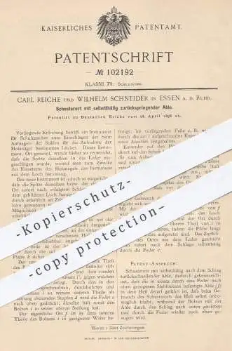 original Patent - Carl Reiche , Wilhelm Schneider , Essen / Ruhr , 1898 , Schusterort | Werkzeug für Schuster | Schuhe