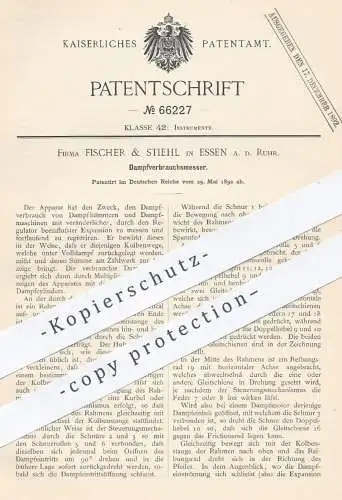 original Patent - Fischer & Stiehl , Essen / Ruhr , 1892 , Dampfverbrauchsmesser | Dampfmaschine , Dampfmaschinen !!!