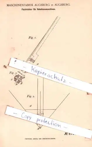 original Patent -  Maschinenfabrik Augsburg in Augsburg , 1892 , Druckerei !!!